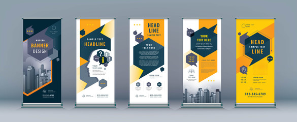 Wall Mural - business roll up set. standee design. banner template