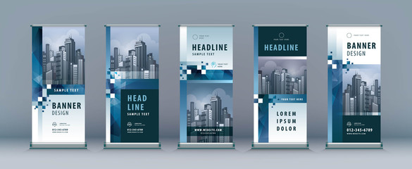 Wall Mural - business roll up set. standee design. banner template