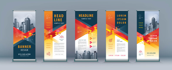 Wall Mural - business roll up set. standee design. banner template, abstract geometric diamond