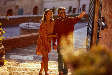 romantic couple in love having fun outdoor