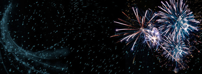 Wall Mural - fireworks, colorful sylvester-fireworks with sparks on black background