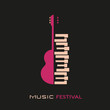 Guitar and piano hand drawn flat colorful music vector icon