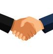 Color handshake of business partners. Business handshake. Successful deal. Vector flat style illustration