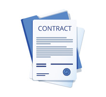Contract Signing. Contract Agreement Memorandum Of Understanding Legal Document Stamp Seal, Concept For Web Banners