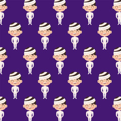 Poster - pattern of boy disguised of mummy on white background