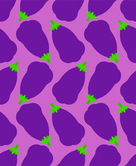 Wall Mural - Eggplant pattern seamless. Purple Vegetable background. Food vector texture