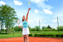Practicing Of Correct Serve Technique In Tennis