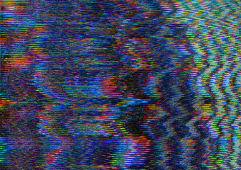 Wall Mural - System glitch. Video damage. Blue pixel static noise.