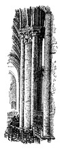 Pillar From The Cathedral, Master,  Vintage Engraving.