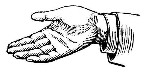 Wall Mural - This picture represents the hands simple affirmation vintage engraving.