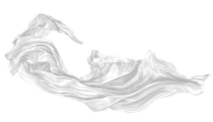 abstract background of white wavy silk or satin. 3d rendering image.