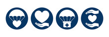 Humanitarian Aid Round Isolated Icon Set