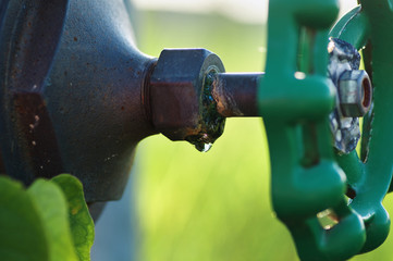 The old green metal valve