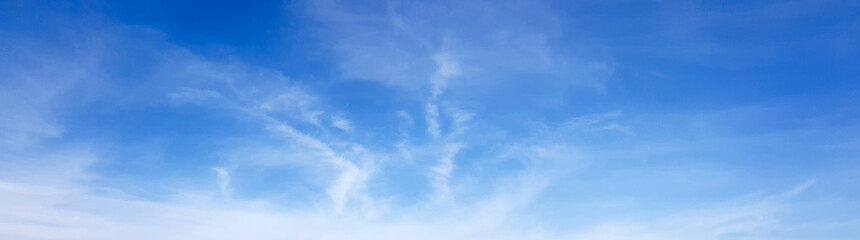 Wall Mural - panorama of clear blue sky with white cloud background. clearing day and good weather in the morning