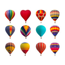 Hot Air Balloons Isolated On White Background