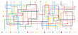 Metro map tube subway scheme. City transportation vector complex grid. Underground map. DLR and crossrail map design template. Live strokes included.