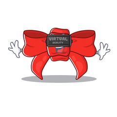 Sticker - Virtual reality red ribbon bow the mascot shape