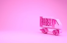 Pink Free Delivery Service Icon Isolated On Pink Background. Free Shipping. 24 Hour And Fast Delivery. Minimalism Concept. 3d Illustration 3D Render