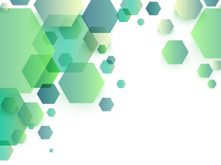 Sticker - Abstract background with green hexagons.