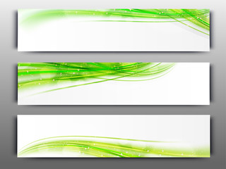 Wall Mural - Website headers or banners with green waves.