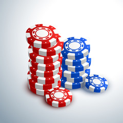 Canvas Print - Stack of 3D poker chips for Casino.