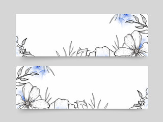 Poster - Web headers with black and white floral design.