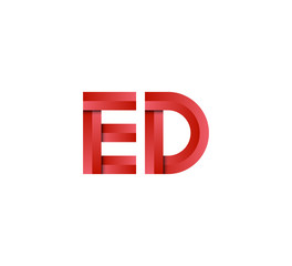 Initial two letter red 3D logo vector ED