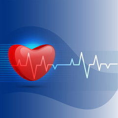 Canvas Print - Medical background with heart and electrocardiogram.