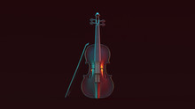 Silver Violin With Red Orange And Blue Green Moody 80s Lighting Front 3d Illustration 3d Render