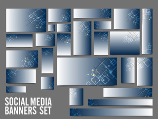 Canvas Print - Glossy Social Media banners set with abstract elements.