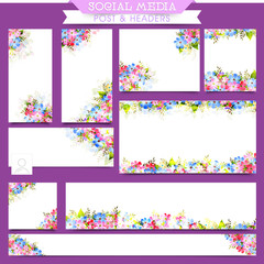 Poster - Social Media post and headers with flowers.