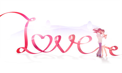 Wall Mural - Stylish Text for Valentine's Day celebration.