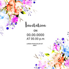 Poster - Colorful flowers decorated, Invitation Card.