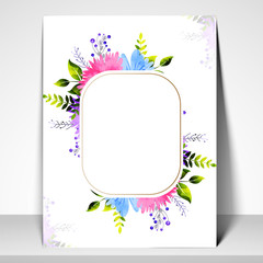 Poster - Greeting Card or Invitation Card with colorful flowers.