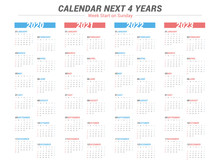 Simple Calendar For 4 Years 2020 2021 2022 2023. Week Start On Sunday.