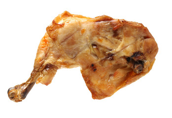 Poster - chicken leg on white background