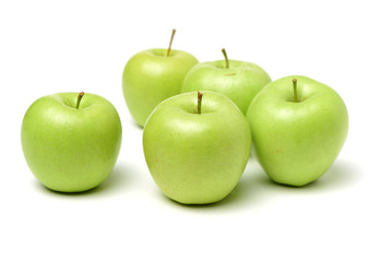 Green apples isolated on white background