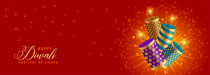 Wall Mural - beautiful happy diwali crackers celebration banner design