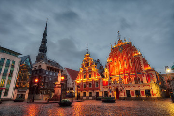 Wall Mural - Sunrise over central Riga, Latvia, taken in May 2019