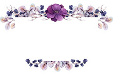Frame With Watercolor Purple Flower