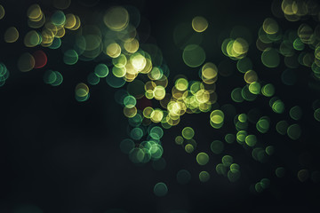 Poster - Beautiful abstract optical fiber green cold bokeh in the darkness background.