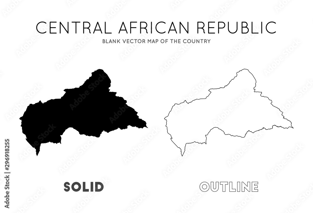 CAR map. Blank vector map of the Country. Borders of CAR for your ...