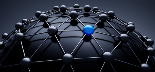 Wall Mural - sphere network structure - abstract design connection design - 3d illustration