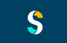 Blue White Yellow Green S Letter Logo Alphabet For Company Icon Design