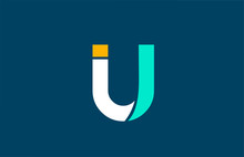 Blue White Yellow Green U Letter Logo Alphabet For Company Icon Design