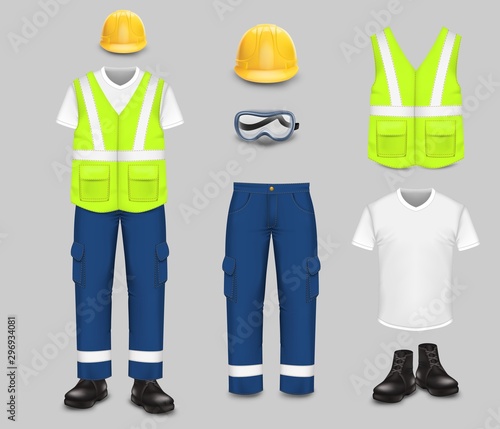 Fotografía Work wear and uniform set, vector isolated illustration