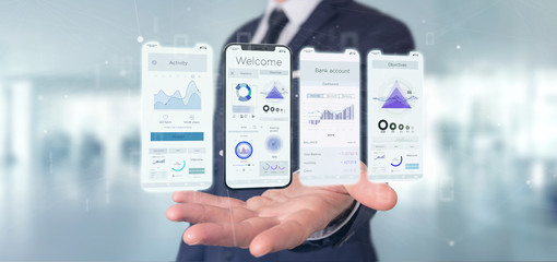 Wall Mural - application interface ui on a smartphone - 3d rendering
