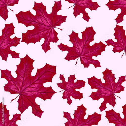 Creative seamless pattern with autumn leaves. Fashion print