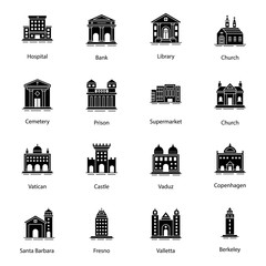 Sticker - Landmark Glyph Icons Vectors Pack 