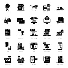 Poster - Pack of Ecommerce Glyph Icons 